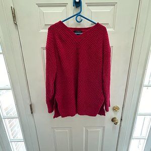 Lane Bryant V-Neck Pullover Red Sweater - Size 10/12 - Excellent Condition